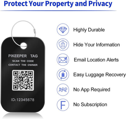Smart Luggage Tags with QR Code Location Display - Customizable Tags with Privacy Protection for Lost & Found, 4-Pack Waterproof & Durable Travel ID Labels for Suitcases & Backpacks
