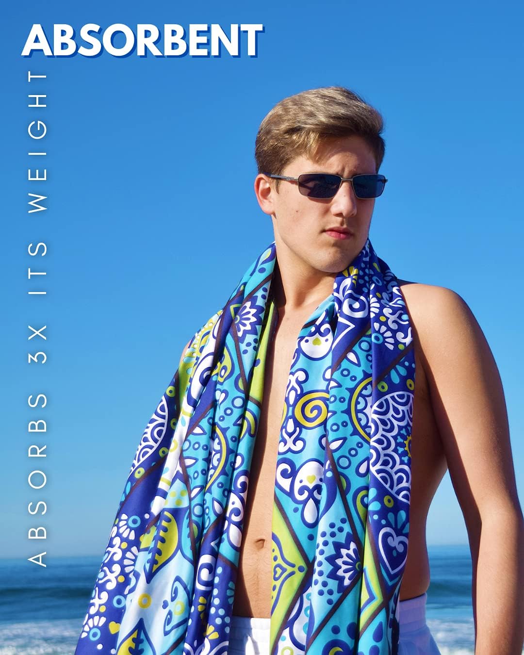 ECCOSOPHY Microfiber Beach Towel - Sand Free Towels are Quick Dry, Light Weight, Super Absorbent - Perfect Pool, Travel, Cruise, Camping Essentials - Oversized Extra Large for Adults 71x35 in