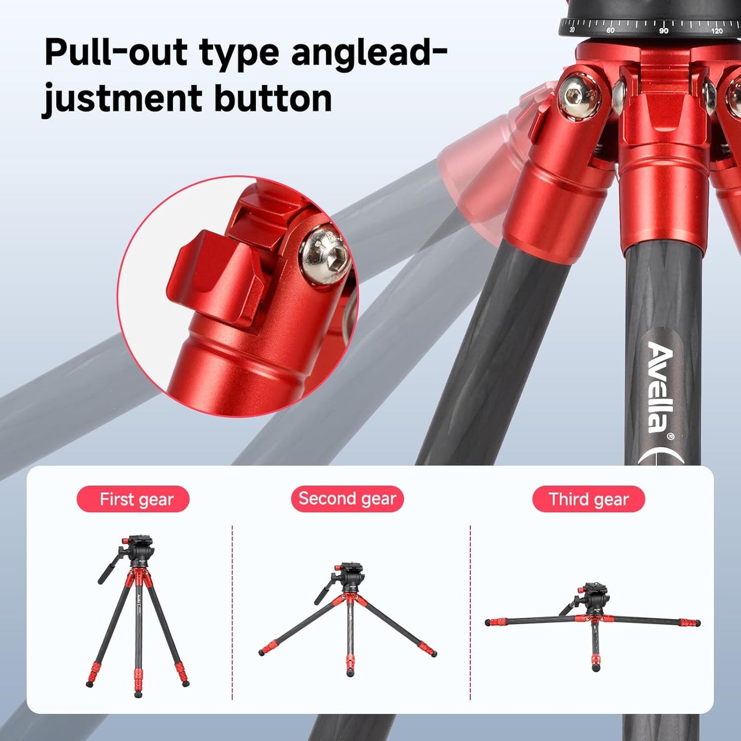 Avella Mini Carbon Fiber Camera Tripod MP20C, Portable Lightweight Tabletop, External Center Column Compact Design, Travel Tripod with 360°Ball Head and V Yoke Bracket for DSLR Camera