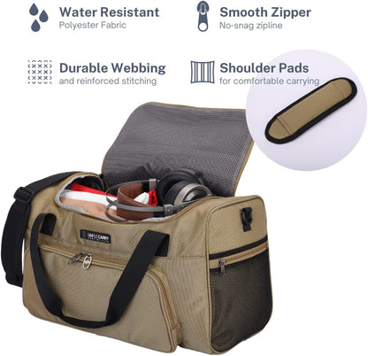 Large Sports Duffel Bag 20 inch for Travel Gym as Shoulder Bag and Hand Carry - Tan