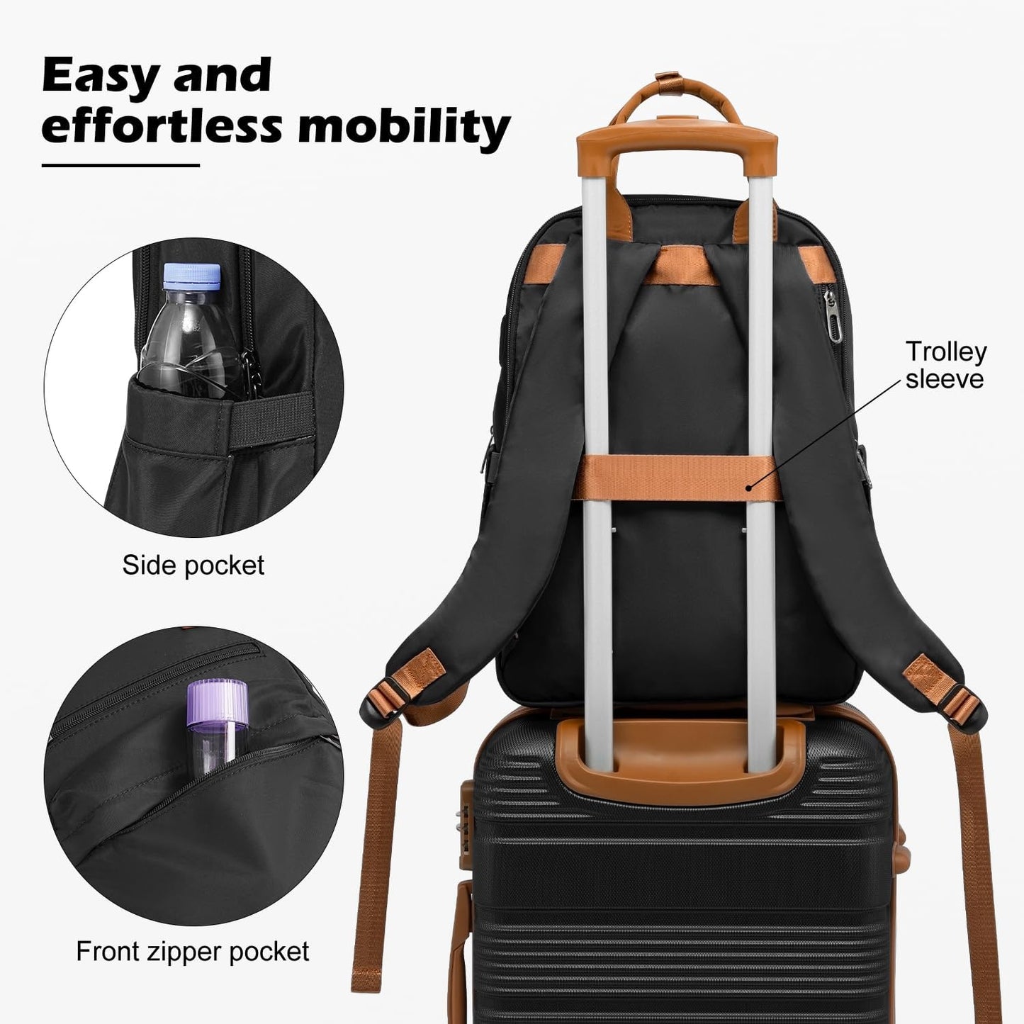 LONG VACATION 3 Piece Carry On Luggage 20 Inch Suitcase with Spinner Wheels, ABS+PC Hardshell Suitcase set with TSA Lock & YKK Zipper