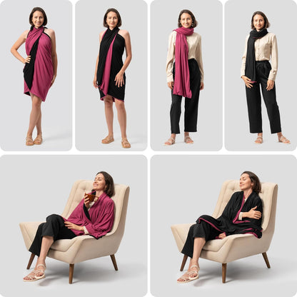 16-in-1 Compact Travel Blanket with Bag – Reversible, Ultra Soft Bamboo Airplane Blanket with Hidden Pocket - Lightweight & Packable for Flights, Camping, Picnic, Travel Essentials