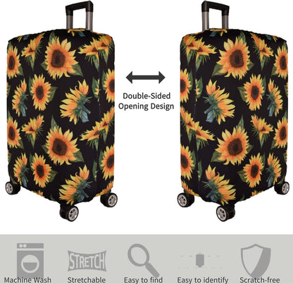 7-Mi Luggage Cover Thickened 19/22/26/30 Inch Suitcase Spandex Black Protector Cover Fits Size S M L XL Travel Baggage S 19-20IN