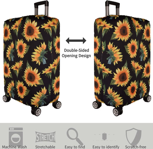 7-Mi Luggage Cover Thickened 19/22/26/30 Inch Suitcase Spandex Black Protector Cover Fits Size S M L XL Travel Baggage S 19-20IN