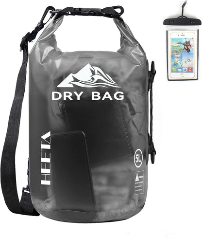 HEETA Dry Bag Waterproof for Women Men, 5L/10L/20L/30L/40L Roll Top Lightweight Dry Storage Bag Backpack with Phone Case for Travel Swimming Boating Kayaking Paddle Board Camping Beach Accessories