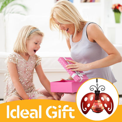 2 Pack Lady Bug Solar Outdoor Hanging Lantern Creative Small Sculpture Lights Durable Waterproof Lamp Suitable for Festivals Garden Decor Birthday Gifts for Grandma Mom Women Girl