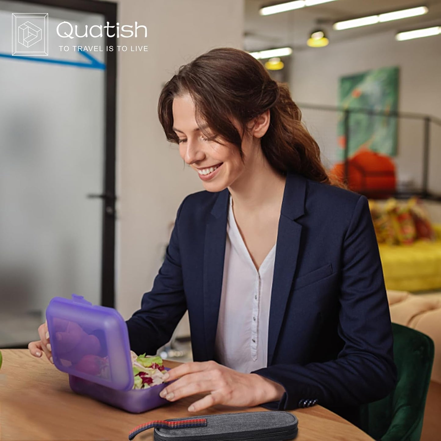 Travel Utensils with Case, Quatish Portable Silverware Set for Work, Stainless Steel Reusable Travel Cutlery Set, Fork and Spoon Set for Camping, Picnic, Gadgets, Lunch Box for Men, Rainbow