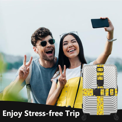 2 Pack Luggage Straps for Suitcases Adjustable Luggage Belt TSA Approved, Bright Colors Travel Packing Straps with Quick Release Buckle Unique Nylon for Sleeping Bag Car Seat, Duck