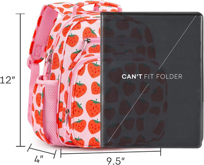 mibasies Toddler Backpack for Girls 2-4: Cute Kids Backpacks for Girls - Preschool Kindergarten Backpack - Strawberry Pink