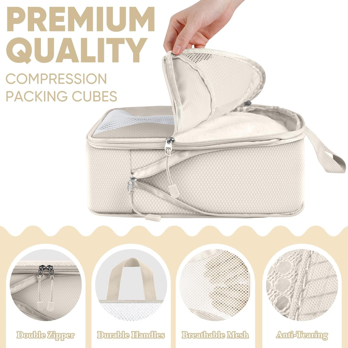 8 Set Compression Packing Cubes for Travel, Packing Cubes Compression Travel Accessories Expandable Packing Organizers for Carry on Luggage Suitcase (Gray)