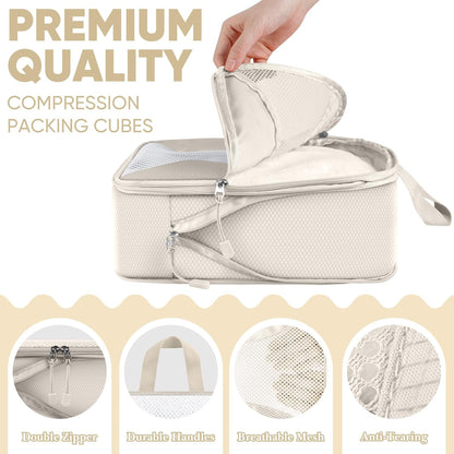 8 Set Compression Packing Cubes for Travel, Packing Cubes Compression Travel Accessories Expandable Packing Organizers for Carry on Luggage Suitcase (Gray)