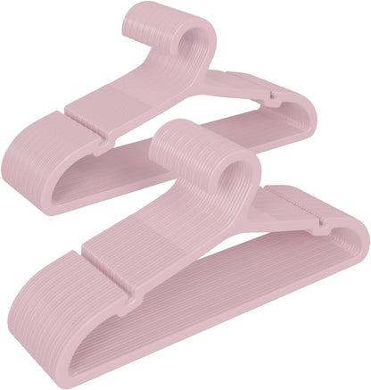 50 Pack Clothes Hangers, Non Slip Plastic Coat Hangers, Space Saving Hangers, Heavy Duty, Hanging Dry Wet Clothes, 16.4" x 8.3", Light Pink, UAPY0550P