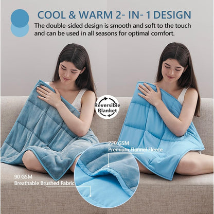 L'AGRATY Weighted Lap Pad 7lb: Small Weighted Blanket for Adults - Cooling Portable Travel Blanket for Relaxation Sleeping - Washable All-Season (29" x 24")