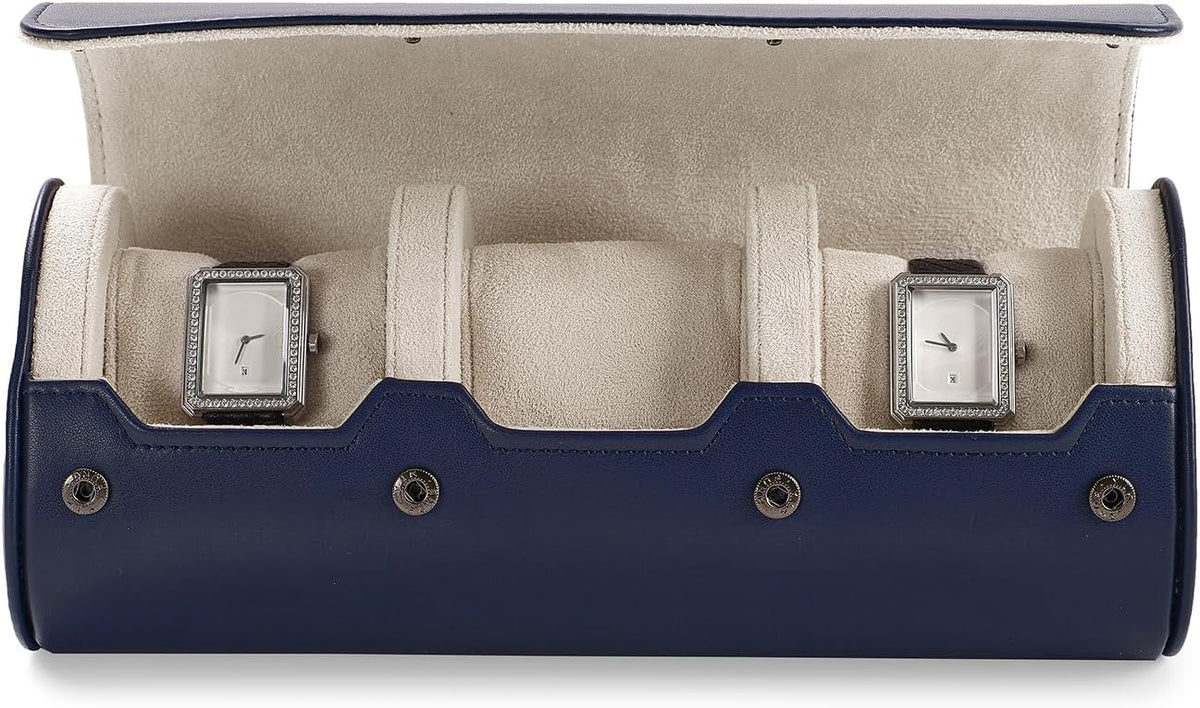Oirlv Luxury Leather Watch Organizer Case Watch Box for Mens Jewelry Gift Box for Birthday Fathers Day Anniversary(3 slots, Royal Blue)