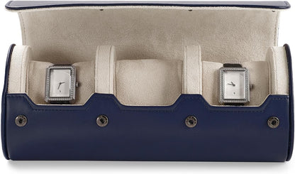 Oirlv Luxury Leather Watch Organizer Case Watch Box for Mens Jewelry Gift Box for Birthday Fathers Day Anniversary(3 slots, Royal Blue)