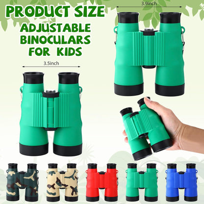 12 Set Binocular Compass Magnifying Glass Set Christmas Birthday Gift Small Telescope Binocular with Whistle Bag for Outdoor Exploring Stocking Stuffer(Fresh Color,Vivid)