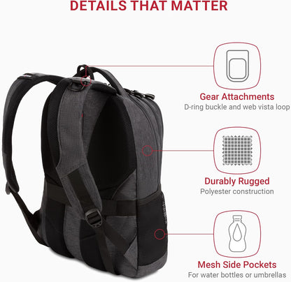 SwissGear Cecil 5505 Laptop Backpack, Charcoal, 18-Inch