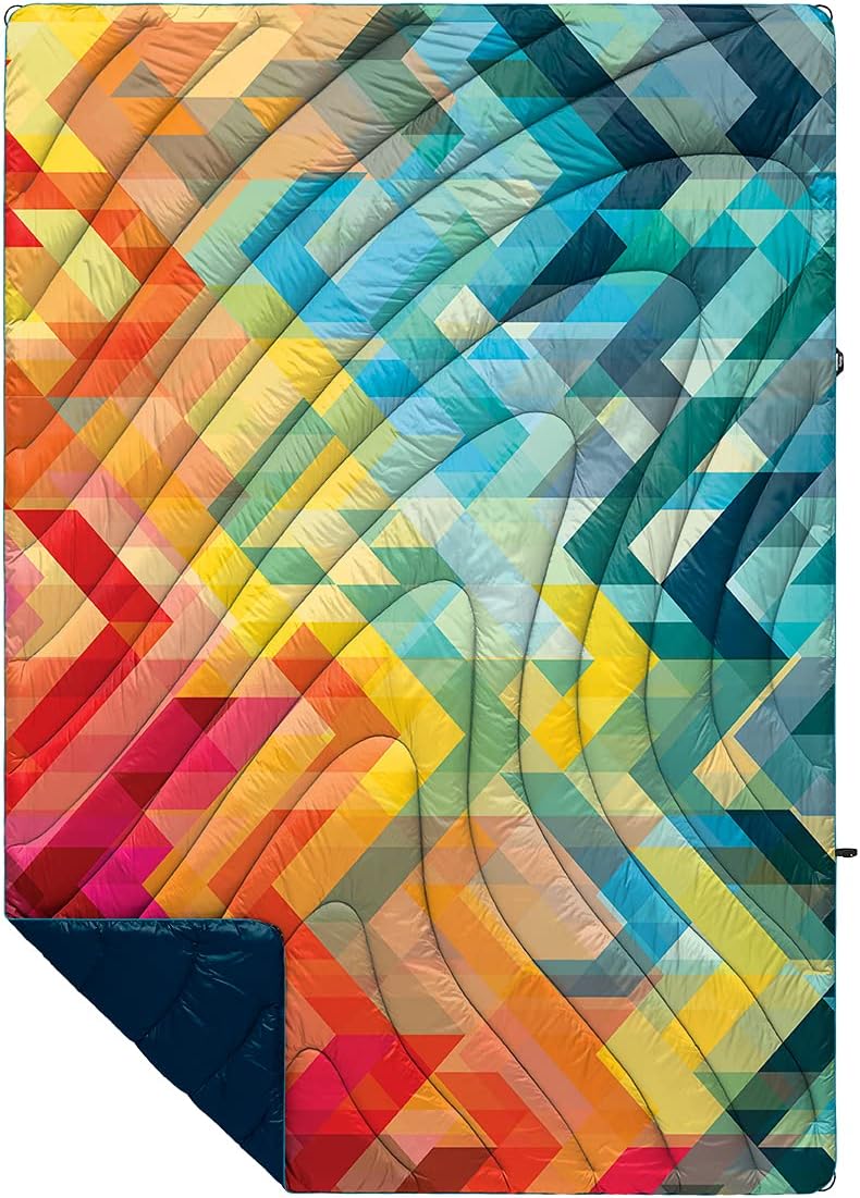Rumpl Original Puffy Blanket - Warm, Water-Resistant Camping Blanket with 100% Recycled Synthetic Insulation, 52"x75", Original Puffy V1, Geo Fresh