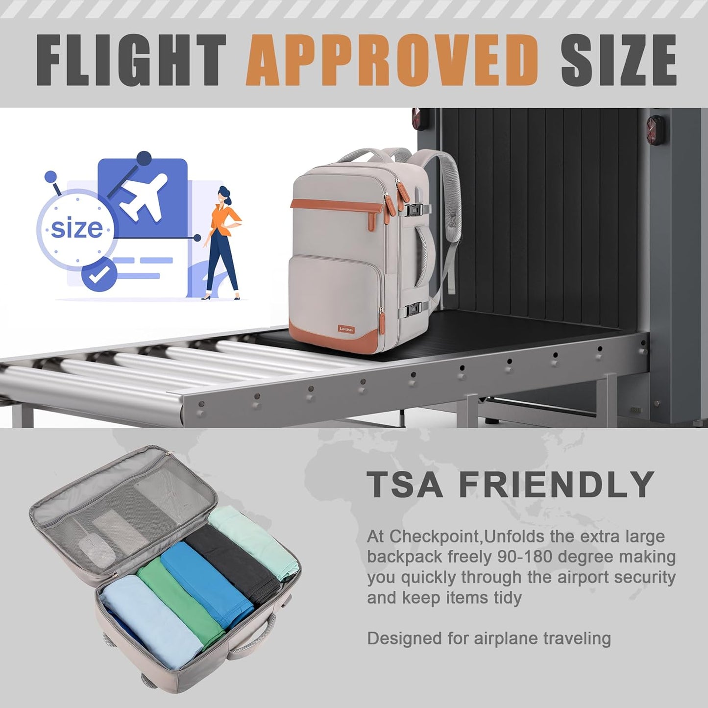 40L Travel Backpack with USB Charging Port, Water-Resistant Carry On Backpack for Men Women, Business Laptop Backpack for Trips & Commutes, Fits 15.6/17.3 Inch Laptop