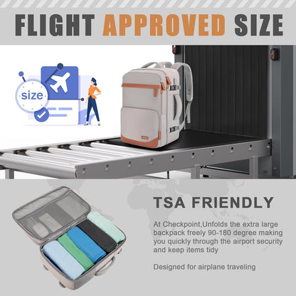 40L Travel Backpack with USB Charging Port, Water-Resistant Carry On Backpack for Men Women, Business Laptop Backpack for Trips & Commutes, Fits 15.6/17.3 Inch Laptop