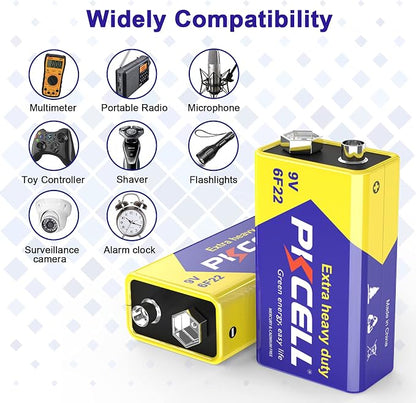 9V 6F22 Batteries High-Power Batteries Long Battery Life 9 Volt Carbon - Image 2