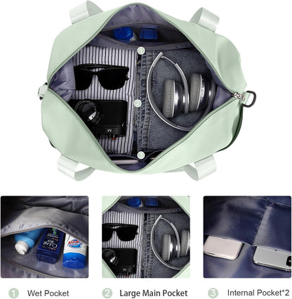 Travel Duffel Bag, Sports Tote Gym Bag, Shoulder Weekender Overnight Bag for Women