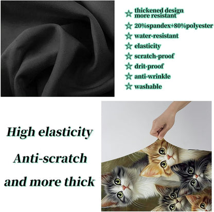 Luggage Cover + Tag, Cats Family Travel Suitcase Protector for 24 inch Luggage (M) with Concealed Zipper, Washable Elastic Cloth, Dustproof, Anti-Scratch