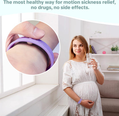 Hion Motion Sickness Bracelets Sea Sickness Wristbands for Motion Sickness/Morning Sickness/Pregnancy Nausea Anti Nausea Wristband Acupressure Nausea Bands Motion Sickness Bands（1Pair Beryl）