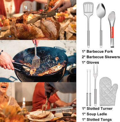 35 Pcs Camping Kitchen Utensil Set Outdoor Kitchen Gear, Outdoor Cooking and Grilling Utensil Travel Set Perfect for Camping Accessories Cooking, RV Camp. Camping, BBQs, Parties and More