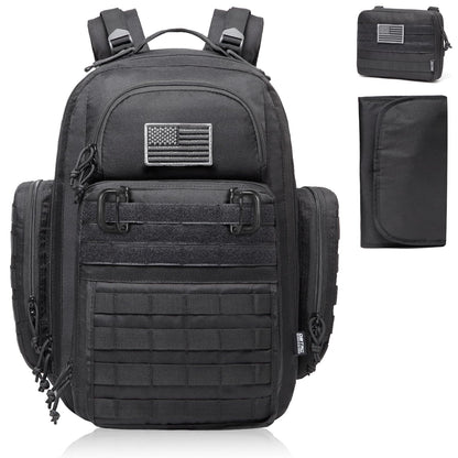 Diaper Bag Backpack for Dad, DBTAC Large Baby Nappy Bag for Men w/Changing Mat, Insulated+Wipe Pockets, Stroller Straps, Black