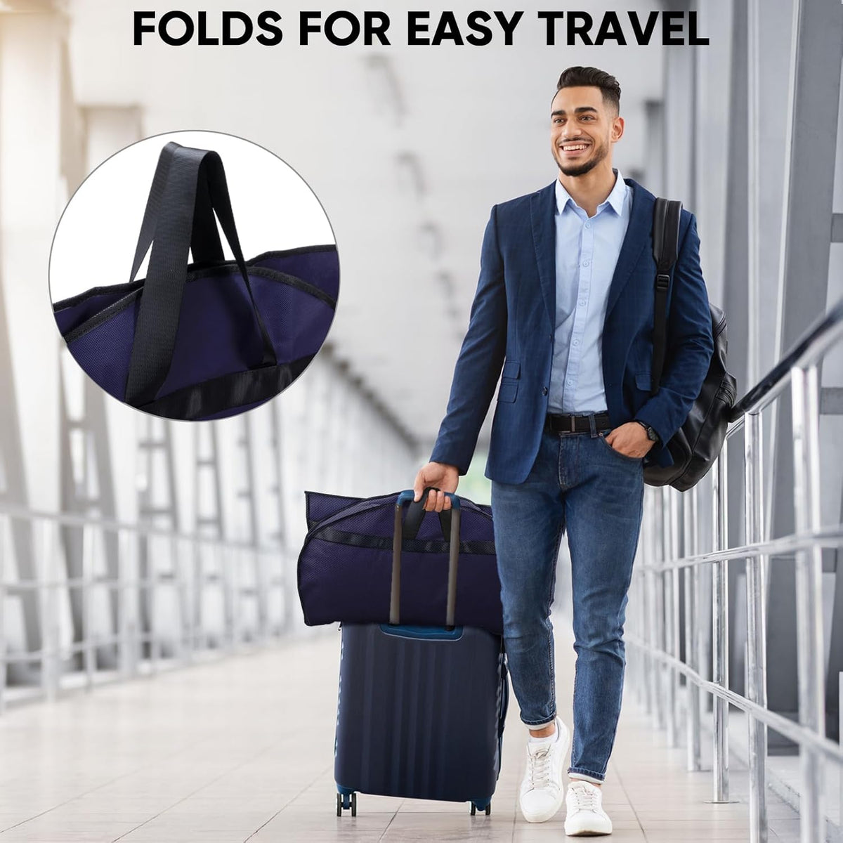 BALEINE 1PK Heavy Duty Garment Bag with Shoe Storage Travel Bag for Dresses, Suit, Coats Travel Essential (54", Blue)