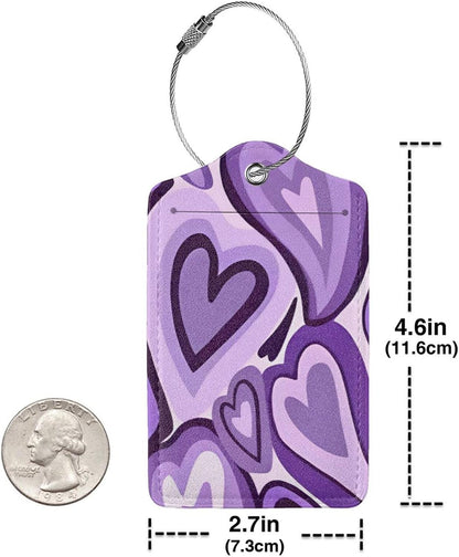 Set of 2 Luggage Tag for Suitcases Tie dye PU Leather Luggage Tag with Full Back Privacy Name ID Card Fun Laggage Tags