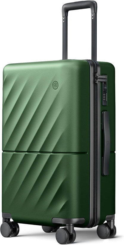Carry On Suitcase, 20 Inch Carry-On Luggage with Double Spinner Wheels, Anti-Burst Zipper, Hard Case PC Suitcase Carry On, Lightweight Travel Luggage, TSA Approved (Seaweed Green, Hudson)
