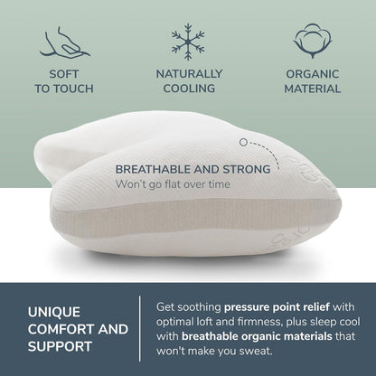 Naturepedic Organic Latex Side Sleeper Pillow - Standard/Queen Bed Pillow with Shoulder Cutout - Luxury Pillow for Back Support and Neck Pain Relief