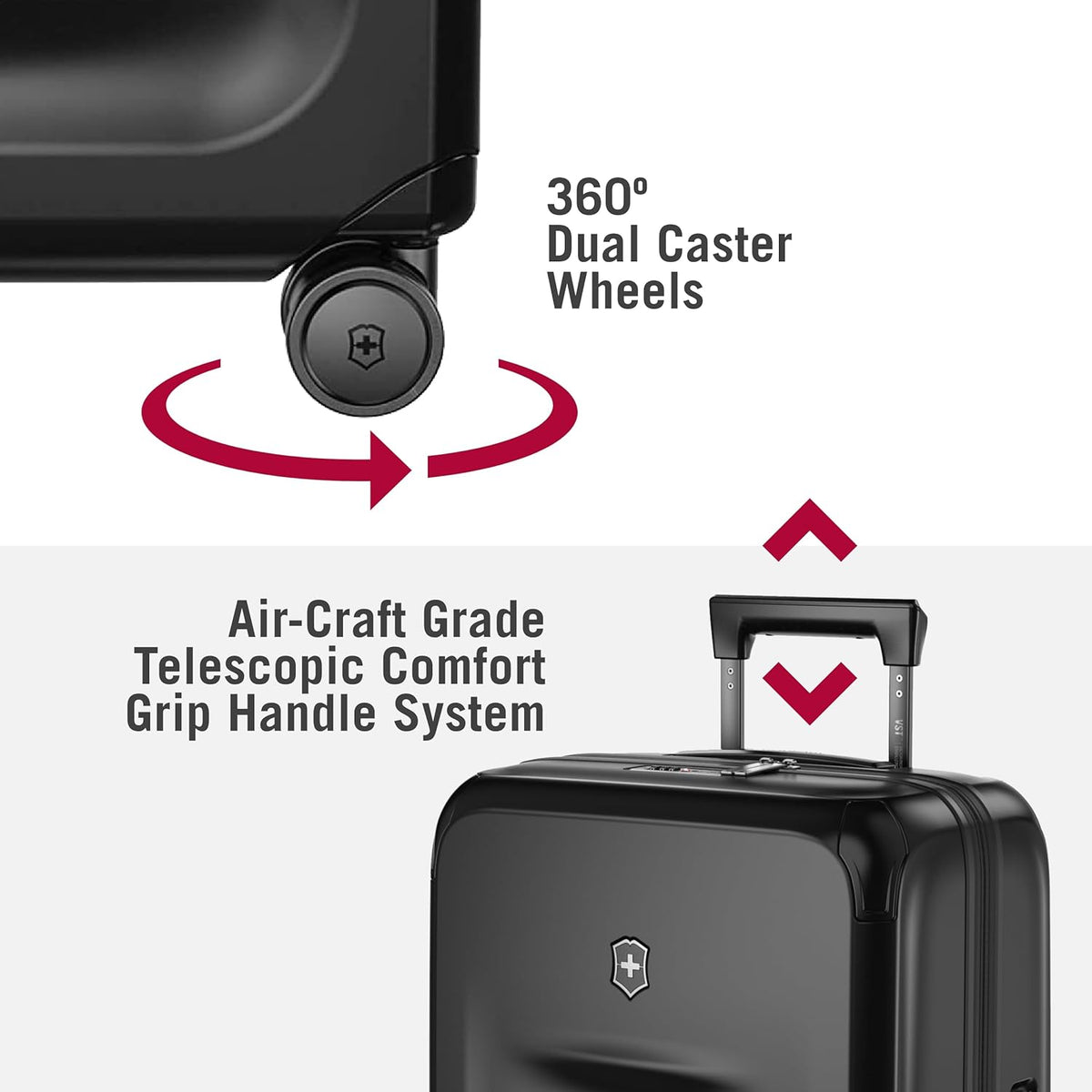 Victorinox Spectra 3.0 Frequent Flyer Plus Carry-On - Modern Hardside Carry-On Luggage - Rolling Suitcase with Spinner Wheels - Holds Travel Accessories - 45 Liters, Black