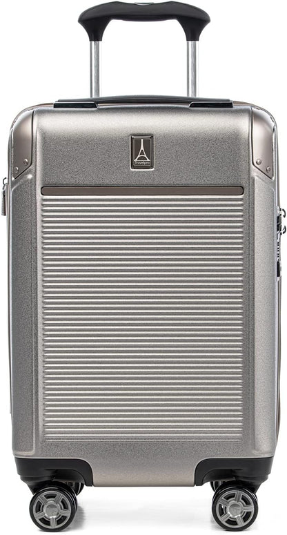 Travelpro Platinum Elite Hardside Expandable Carry on Luggage, 8 Wheel Spinner, TSA Lock, Hard Shell Polycarbonate Suitcase, Metallic Sand, Compact Carry on 20-Inch