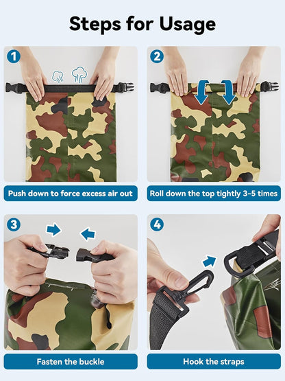 HEETA Waterproof Dry Bag for Women Men(Upgraded Version) 5L/10L/20L/30L/40L Roll Top Lightweight Dry Storage Bag Backpack with Emergency Whistle for Travel, Swimming, Boating, Kayaking, Camping, Beach