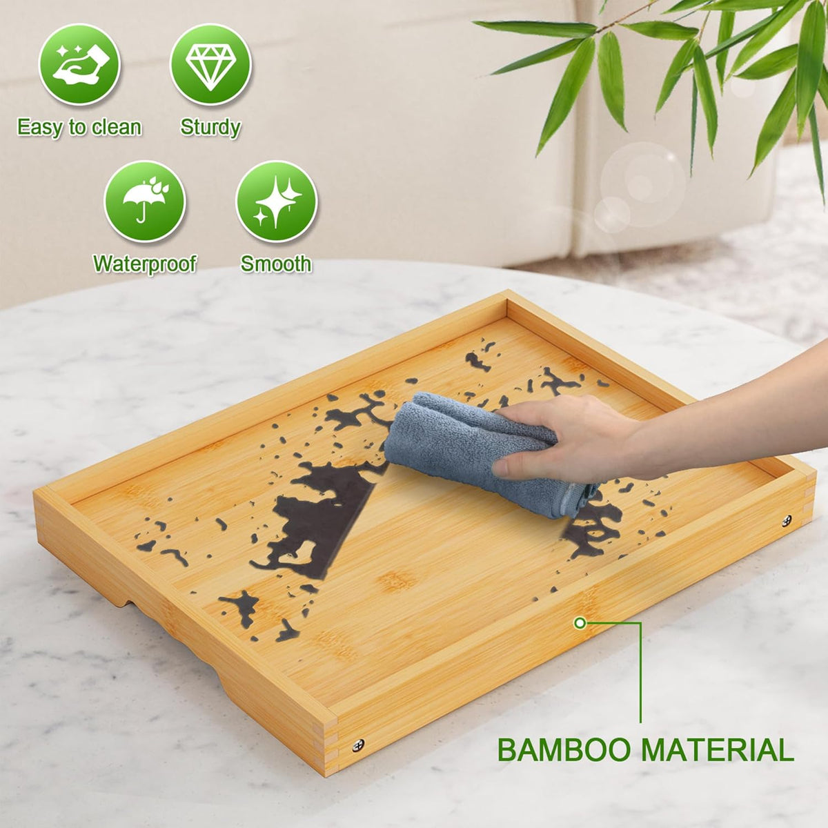 Bed Tray Table with Folding Legs,Bamboo Breakfast in Bed for Kitchen Serving Tray,Sofa,Eating,Used As Laptop Desk Snack Tray (Bamboo, Medium)