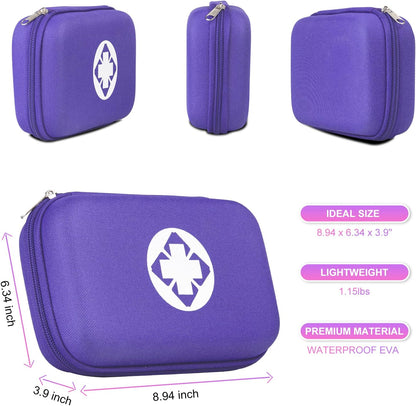 276PCS Compact Small First Aid Kits for Home Businesses Urgent Essential Mini First Aid Kit Travel Size Car Emergency Supplies Kit for Hiking Boating Skating, Purple AMORNING