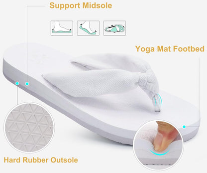 KuaiLu Flip Flops for Women with Arch Support Yoga Mat Comfortable Summer Beach Walking Thong Cushion Sandals Slip On Indoor Outdoor