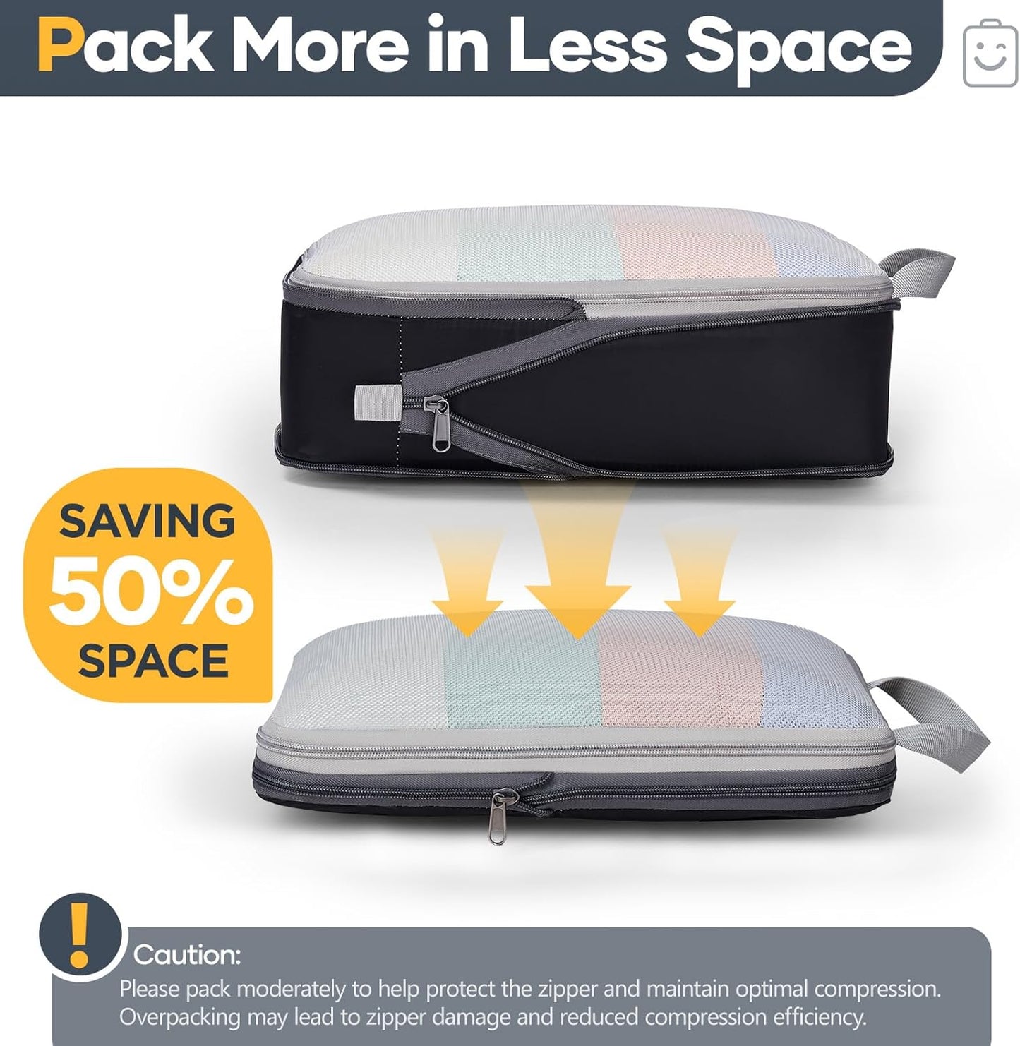 Veken 2/6/9/11 Set Compression Packing Cubes for Travel Essentials,Compressible Expandable Large Luggage Suitcase Organizer Bags for Clothing,Durable Space Saver Storage Bags(Black)