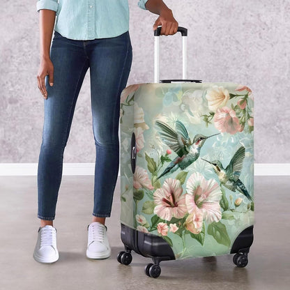 Hummingbird Luggage Cover for Women Travel Luggage Covers for Suitcase Elastic Spandex Suitcase Covers Protector with Zipper Flower Suitcase Covers for Luggage Fit 22-25 Inch