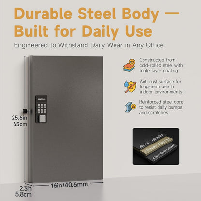 96 Key Lock Box Wall Mount, Smart Key Cabinet One Time Password/APP Bluetooth/Fixed Code/Wi-Fi Remote/Key Unlock, Security Storage Key Holder Box, Key Management for Valets, Realtors, Office, Hotel