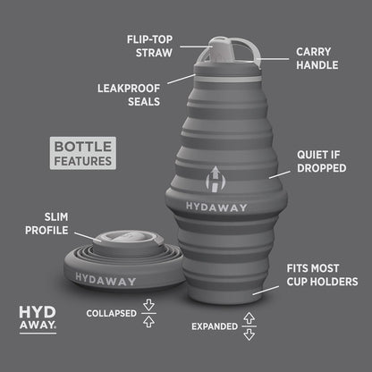 HYDAWAY 25oz Collapsible Water Bottle - BPA-Free, Leakproof, Lightweight, and Space-Saving - Perfect for Hiking, Travel, and All-Day Hydration