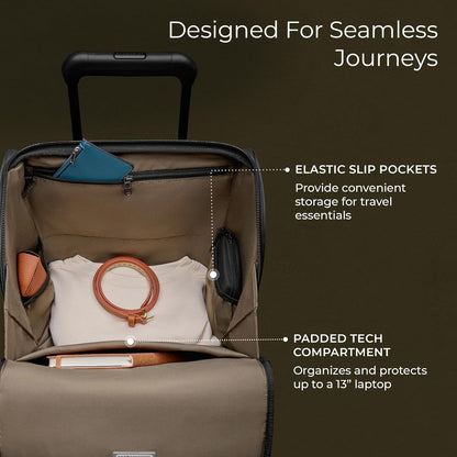 Briggs & Riley Cabin Spinner - Carry On Luggage for Travel, Suitcases with Wheels, Softside Rolling Bag for Men & Women, Fits Under Plane Seat, Telescoping Handle - ZDX Collection, Hunter