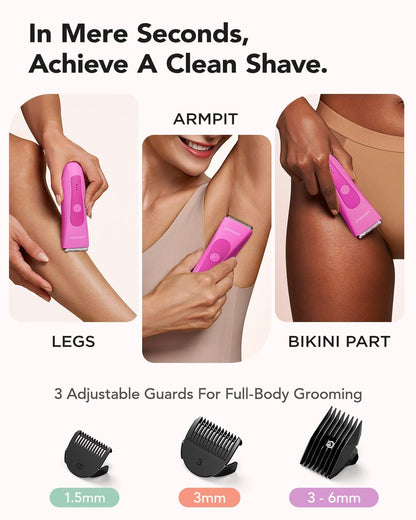 LADYSPOT™ Hair Shaver for Women, Shaving Sets with 3 Gurad and Replaceable Ceramic Blade Heads, No Nick, No Cut, No Razor Burn, Waterproof Wet/Dry, 90 Minutes Shaving (Women-Rosered-Version)