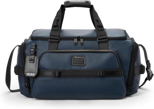 TUMI - Alpha Bravo Mason Duffel - Men's Weekender, Gym and Overnight Travel Bag - Fits Up To 15" Laptop - 11.0" X 19.5" X 10.3" - Navy Coated Canvas