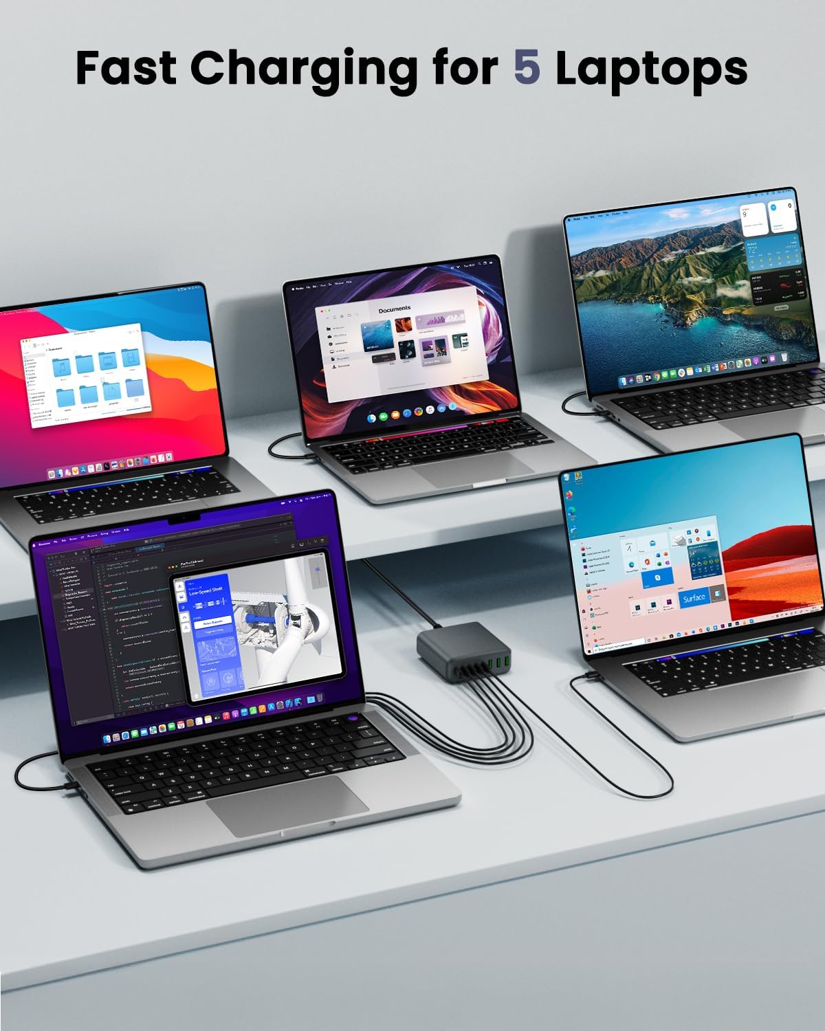 500W USB C Charger Block, 8-Port USB C Charging Station Fast Charging PD 120W PC Laptop Charger Adapter Compatible with MacBook Pro/Air/All iPad,DELL, iPhone 16/15/14/13/Pro Max/Galaxy