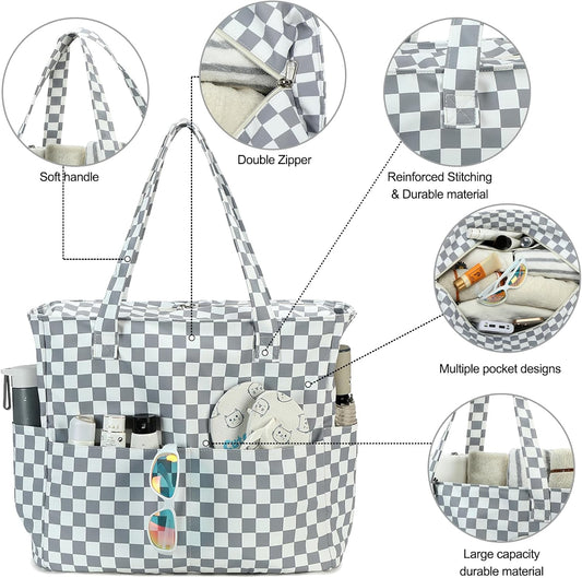 Waterproof Beach Tote Pool Bags for Women Ladies Extra Large Gym Tote Carry On Bag With Wet Compartment for Weekender Travel