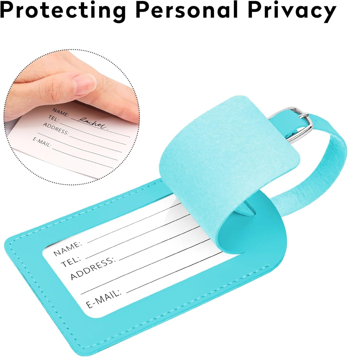 Luggage Tags for Suitcase Travel Bag Labels Privacy Protection Luggage Tag for Baggage PVC Baggage ID Label Tags Light Blue